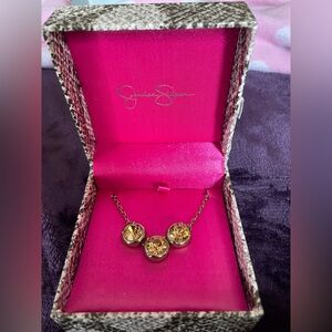 Jessica Simpson Gold Necklace with Amber colored Stones